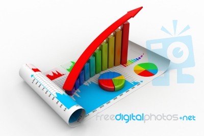 Business Growth Graph And Pie Chart Stock Image