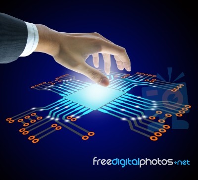 Business Hand Hold Circuit Board Stock Photo