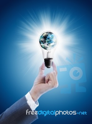 Business Hand Holding Light Bulb Stock Photo