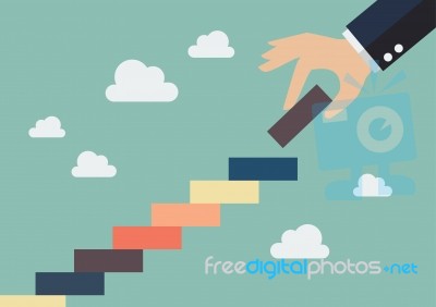 Business Hand Insert A Piece Of Staircase Stock Image