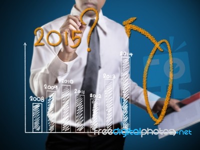 Business Hand Writing Question About 2015 On Graph Stock Photo