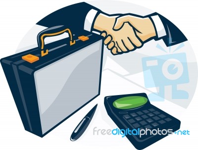 Business Handshake Deal Briefcase Retro Stock Image