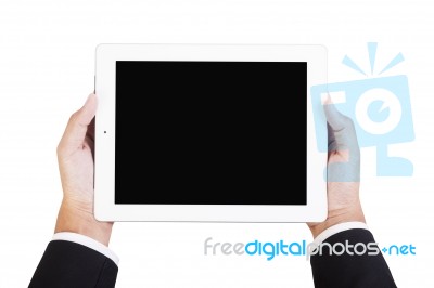 Business Holding Tablet Stock Photo