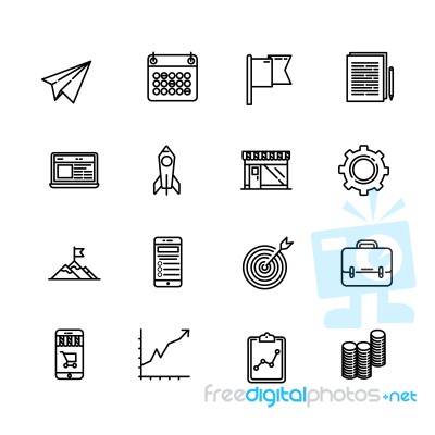 Business Icon Set On White Background Stock Image