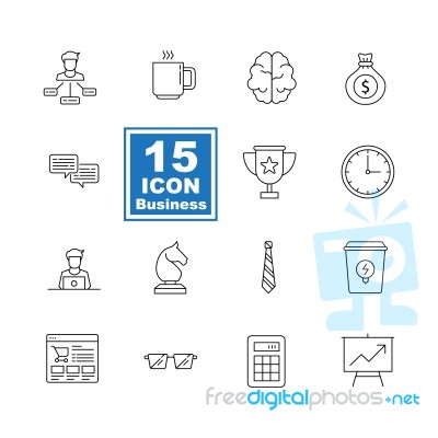 Business Icon Set On White Background Stock Image