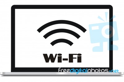 Business Icon Signal Online Laptop Wifi Stock Image