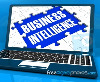 Business Intelligence On Laptop Showing Collecting Client Inform… Stock Image