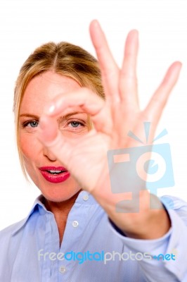 Business Lady Giving Focus Gesture Stock Photo