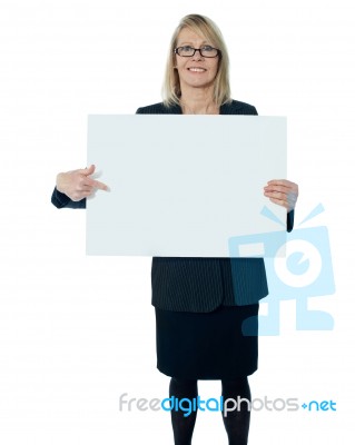 Business lady holding blank board Stock Photo