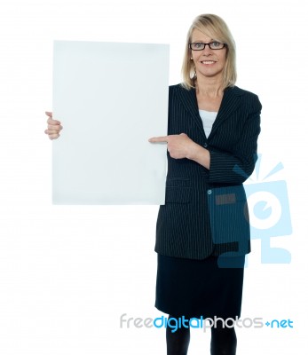 Business lady holding blank board Stock Photo