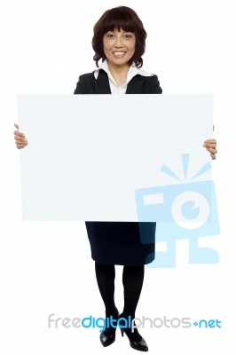 Business Lady Holding Blank Board Stock Photo