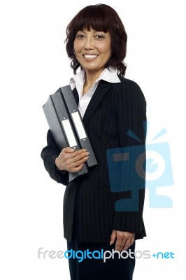 Business Lady Holding Folder Stock Photo