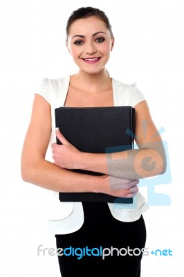 Business Lady Holding Office Files Stock Photo