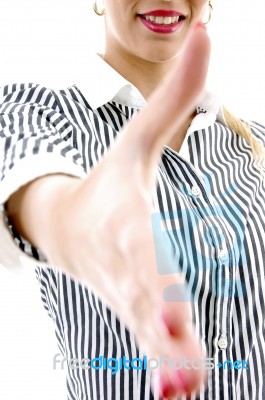 Business Lady Offering Handshake Stock Photo