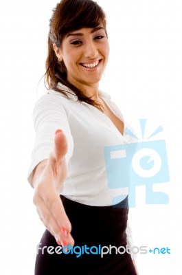 Business lady Offering Handshake Stock Photo