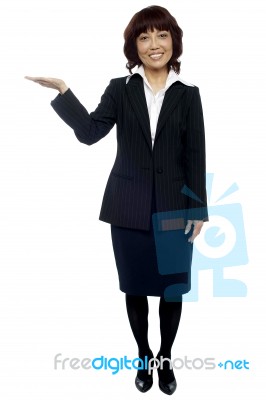 Business Lady Presenting Copy Space Stock Photo