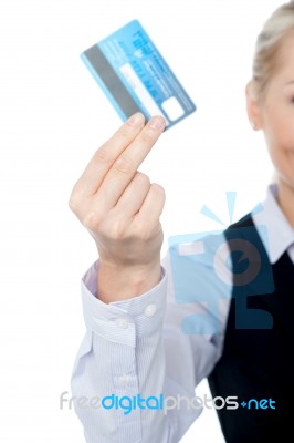 Business Lady Showing Credit Card Stock Photo