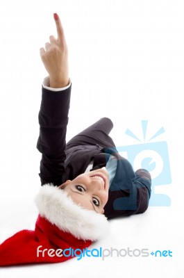 Business Lady Showing Pointing Up Stock Photo