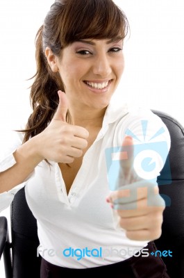 Business Lady Showing Thumbs Up Stock Photo