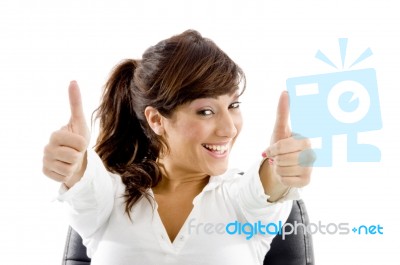 Business Lady Showing Thumbs Up Stock Photo