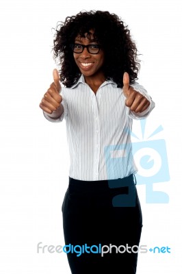 Business Lady Showing Thumbs Up Stock Photo