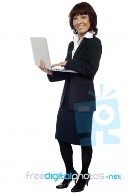 Business Lady Using Laptop Stock Photo