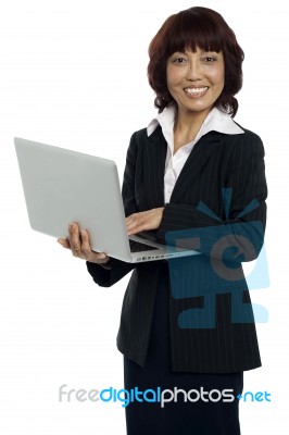 Business Lady Using Laptop Stock Photo