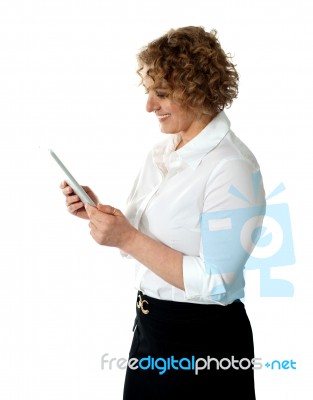 Business lady with tablet PC Stock Photo