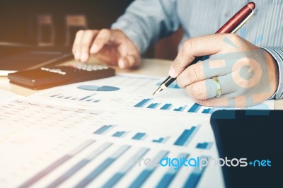 Business Man Accounting Calculating Cost Economic Stock Photo