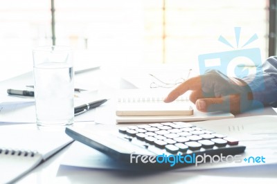 Business Man Accounting Calculating Cost Economic Concept Stock Photo