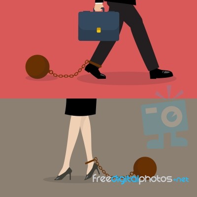 Business Man And Business Woman With Weight Burden Stock Image