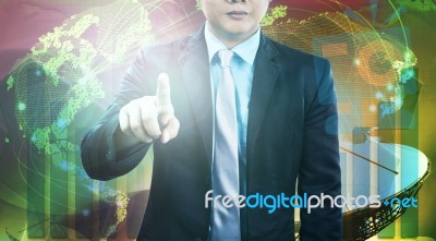 Business Man And Communication Background Stock Photo