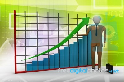 Business Man And Financial Graph Stock Image