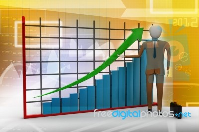 Business Man And Financial Graph Stock Image