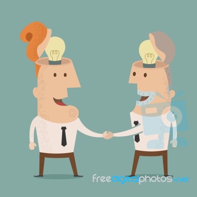 Business Man Get Idea Shake Hands Stock Image