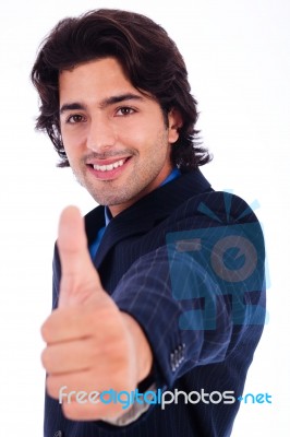 Business Man Giving Thumbsup Stock Photo