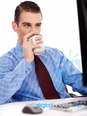 Business Man Have A Drink Stock Photo