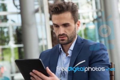 Business Man In A Cafe Stock Photo