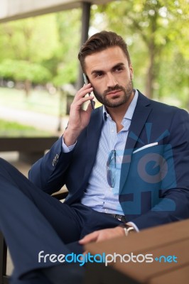 Business Man In A Cafe Stock Photo