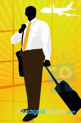 Business Man In Airport Stock Image