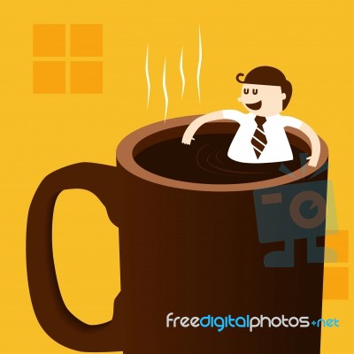 Business Man In Coffee Cup Stock Image