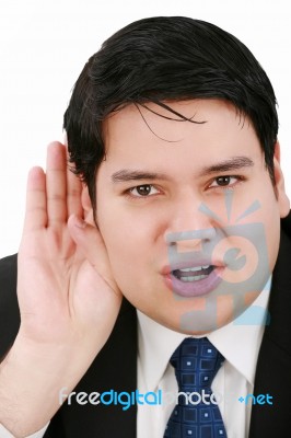 Business Man Listening Something Stock Photo