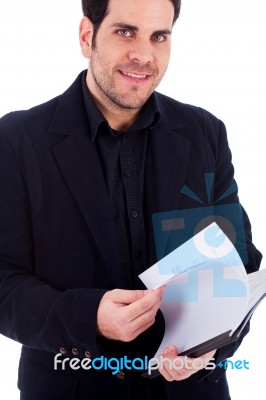 Business Man Looking At His File Stock Photo