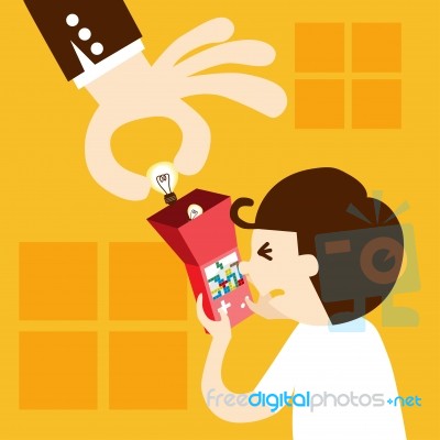 Business Man Play Puzzle Game Stock Image