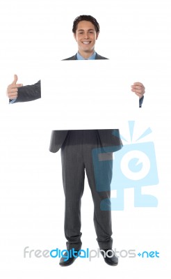 Business Man Pointing Empty Board Stock Photo