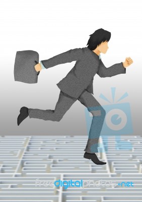 Business Man Running With Briefcase Stock Image