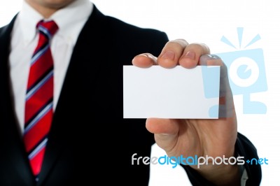 Business Man Showing Blank Card Stock Photo