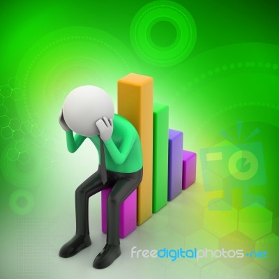 Business Man Sitting The Financial Graph Stock Image