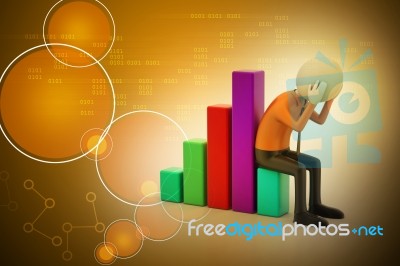 Business Man Sitting The Financial Graph Stock Image