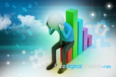 Business Man Sitting The Financial Graph Stock Image